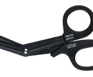 Bandage Scissors Prestige Medical 7-1/2 Inch Length Fluoride Coated Stainless Steel NonSterile Finger Ring Handle Angled Blunt Tip / Blunt Tip