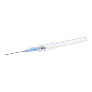 Peripheral IV Catheter TrueSafe BC 22 Gauge 1 Inch Polyurethane Straight Hub Blood Control Push Button Safety
