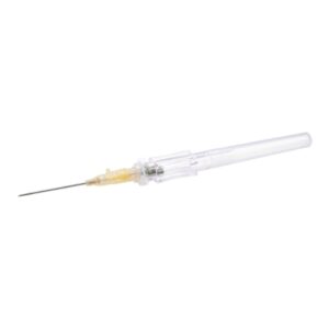 Peripheral IV Catheter TrueSafe BC 24 Gauge 3/4 Inch Polyurethane Straight Hub Blood Control Push Button Safety
