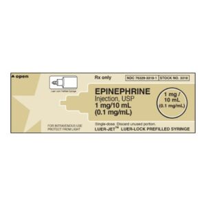 Epinephrine 0.1 mg / mL (1:10,000) Injection 10 mL