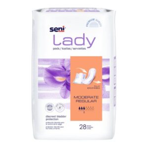 Bladder Control Pad Seni Lady Moderate 10 Inch Length Moderate Absorbency Super Absorbent Core One Size Fits Most