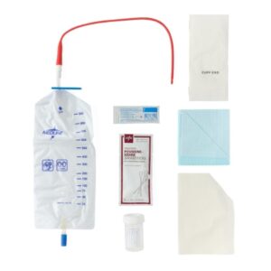 Intermittent Catheter Tray Medline 15 Fr. Red Rubber