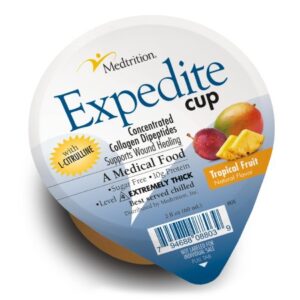 Thickened Food Expedite 2 oz. Cup Tropical Fruit Flavor Gel IDDSI Level 4 Extremely Thick/Pureed