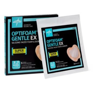 Foam Dressing Optifoam Gentle EX 7 X 7 Inch With Border Waterproof Backing Silicone Face and Border Sacral Sterile
