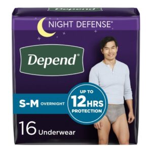 Male Adult Absorbent Underwear Depend Night Defense Pull On with Tear Away Seams Small / Medium Disposable Heavy Absorbency