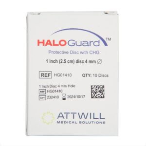 Antimicrobial Protective Disc HaloGUARD CHG (Chlorhexidine Gluconate) 1 Inch Disc / 4 mm Hole Diameter Sterile