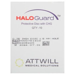 Antimicrobial Protective Disc HaloGUARD CHG (Chlorhexidine Glutonate) 3/4 Inch Disc / 1.5 mm Hole Diameter Sterile
