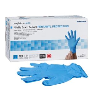 Exam Glove McKesson Confiderm 6.8C Large NonSterile Nitrile Standard Cuff Length Fully Textured Blue Chemo Tested / Fentanyl Tested