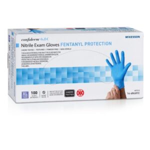 Exam Glove McKesson Confiderm 6.8C X-Large NonSterile Nitrile Standard Cuff Length Fully Textured Blue Chemo Tested / Fentanyl Tested