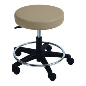 Stool with Foot Ring Model 6743 Backless Air Spring 5 Casters Creamy Latte