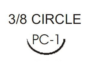 Nonabsorbable Suture with Needle Ethilon Nylon PC-1 3/8 Circle Precision Conventional Cutting Needle Size 5-0 Monofilament