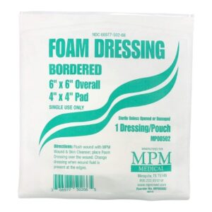 Foam Dressing MPM 6 X 6 Inch With Border Waterproof Backing Adhesive Square Sterile