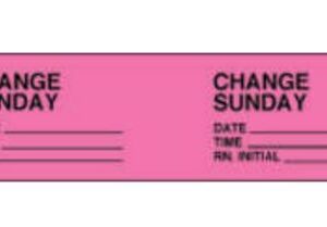 Pre-Printed Label pdc Anesthesia Label Pink Permanent Paper Change Sunday Date_Time_Int_ Black Syringe Label 7/8 X 2-7/8 Inch
