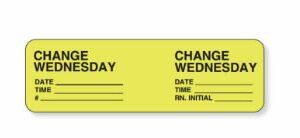 Pre-Printed Label pdc Anesthesia Label Yellow Permanent Paper Change Wednesday  Date_Time_Int_ Black Syringe Label 7/8 X 7/8 Inch