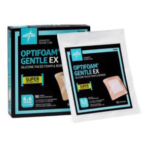 Foam Dressing Optifoam Gentle EX 6 X 6 Inch With Border Waterproof Backing Silicone Face and Border Square Sterile