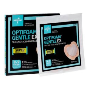 Foam Dressing Optifoam Gentle EX 9 X 9 Inch With Border Waterproof Backing Silicone Face and Border Sacral Sterile
