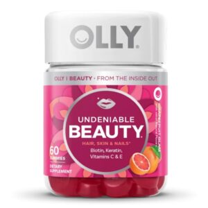 Dietary Supplement OLLY Undeniable Beauty Biotin / Vitamin C  / Vitamin E / Keratin 2,500 mcg – 15 mg – 7.5 mg  – 50 mg Strength Gummy 60 per Bottle Grapefruit Glam Flavor