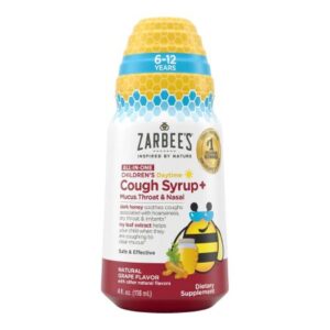 Children’s Cold and Cough Relief Zarbee’s All-in-One Daytime Cough Syrup+ Mucus, Throat & Nasal 6 g Strength Syrup 4 oz.