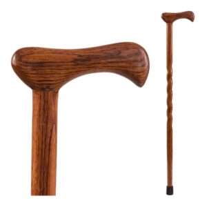 T-Handle Cane Brazos Twisted Wood 37 Inch Height Red Oak