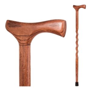 T-Handle Cane Brazos Twisted Wood 34 Inch Height American Hardwood