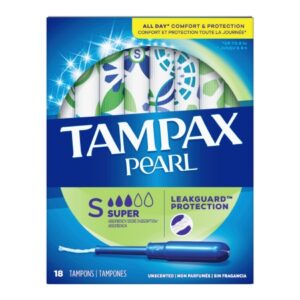 Tampon Tampax Pearl Super Absorbency Plastic Applicator Individually Wrapped