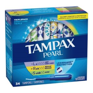 Tampon Tampax Pearl Light / Regular / Super Absorbency Plastic Applicator Individually Wrapped