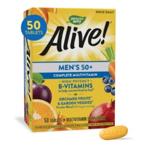 Multivitamin Supplement Alive! Men?s 50+ Vitamin A / Vitamin C 900 mcg / 180 mg Strength Tablet 50 per Box