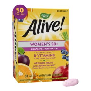 Multivitamin Supplement Alive! Women?s 50+ Vitamin A / Vitamin C 900 mcg / 135 mg Strength Tablet 50 per Box