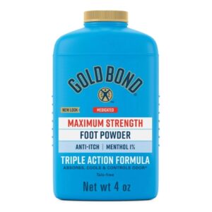 Foot Powder Gold Bond Maximum Strength 4 oz. Scented Shaker Bottle Menthol 1%