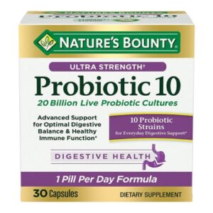 Probiotic Dietary Supplement Nature’s Bounty Ultra Strength Probiotic 10 30 per Bottle Capsule