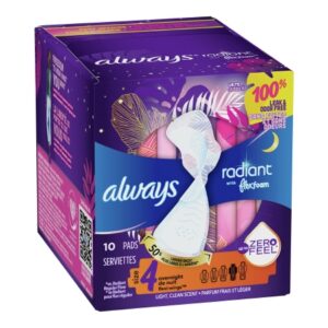 Feminine Pad Always Radiant with FlexFoam Overnight / With Wings Heavy Absorbency