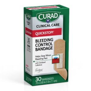 Adhesive Strip Curad QuickStop! 3/4 X 3 Inch / .35 X 1.5 Inch Fabric Rectangle Tan Sterile
