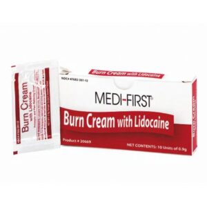 Burn Relief BZK (Benzalkonium Chloride) / Lidocaine HCl Medi-First Cream 0.9 Gram Individual Packet