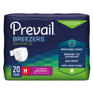 Unisex Adult Incontinence Brief Prevail Breezers Medium Disposable Heavy Absorbency