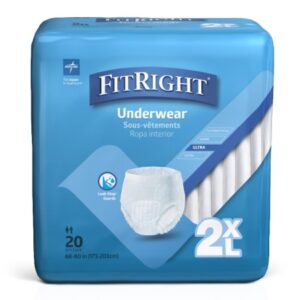 Unisex Adult Absorbent Underwear FitRight Bariatric Pull On with Tear Away Seams 2X-Large Disposable Heavy Absorbency