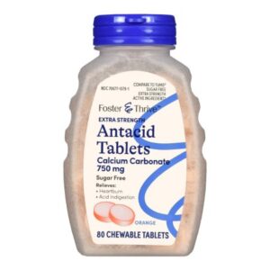 Antacid Foster & Thrive 750 mg – 300 mg Strength Chewable Tablet 80 per Bottle