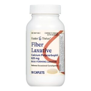 Laxative Foster & Thrive Unflavored Caplet 90 per Bottle 625 mg Strength Calcium Polycarbophil