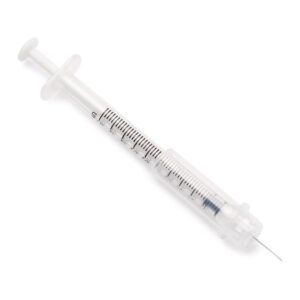 Safety Insulin Syringe with Needle Medline 0.5 mL 1/2 Inch 29 Gauge Sliding Safety Needle Regular Wall