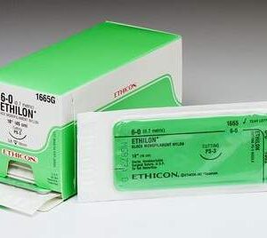 Nonabsorbable Suture with Needle Ethilon Nylon PC-5 3/8 Circle Precision Conventional Cutting Needle Size 3-0 Monofilament