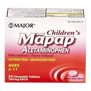 Children’s Pain Relief / Fever Reducer Mapap 160 mg Strength Acetaminophen Chewable Tablet 24 per Box