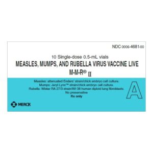M-M-R II Measles, Mumps, and Rubella Vaccine, Preservative Free 1,000 TCID – 12,500 TCID – 1,000 TCID / 0.5 mL Injection