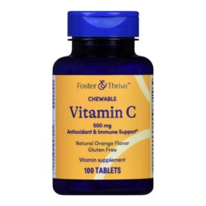 Vitamin C Supplement Foster & Thrive Ascorbic Acid 500 mg Strength Chewable Tablet 100 per Bottle