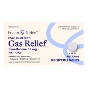 Gas Relief Foster & Thrive 80 mg Strength Chewable Tablet 100 Tablets