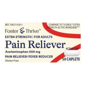Pain Relief Foster & Thrive 500 mg Strength Acetaminophen Caplet 50 per Bottle