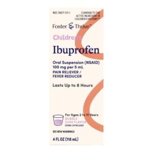 Children’s Pain Relief Foster & Thrive 100 mg / 5 mL Strength Ibuprofen Oral Suspension 4 oz.