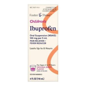 Children’s Pain Relief Foster & Thrive 100 mg / 5 mL Strength Ibuprofen Oral Suspension 4 oz.