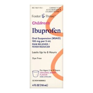 Children’s Pain Relief Foster & Thrive 100 mg / 5 mL Strength Ibuprofen Oral Suspension 4 oz.