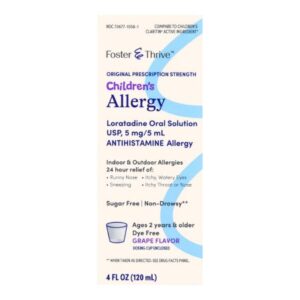 Children’s Allergy Relief Foster & Thrive 5 mg / 5 mL Strength Syrup 4 oz.
