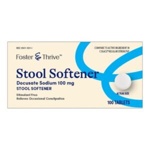 Stool Softener Foster & Thrive Tablet 100 per Bottle 100 mg Strength Docusate Sodium