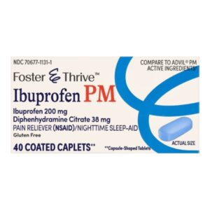 Nightime Pain / Allergy Relief Foster & Thrive 200 mg – 38 mg Strength Ibuprofen / Diphenhydramine Capsule 40 per Bottle